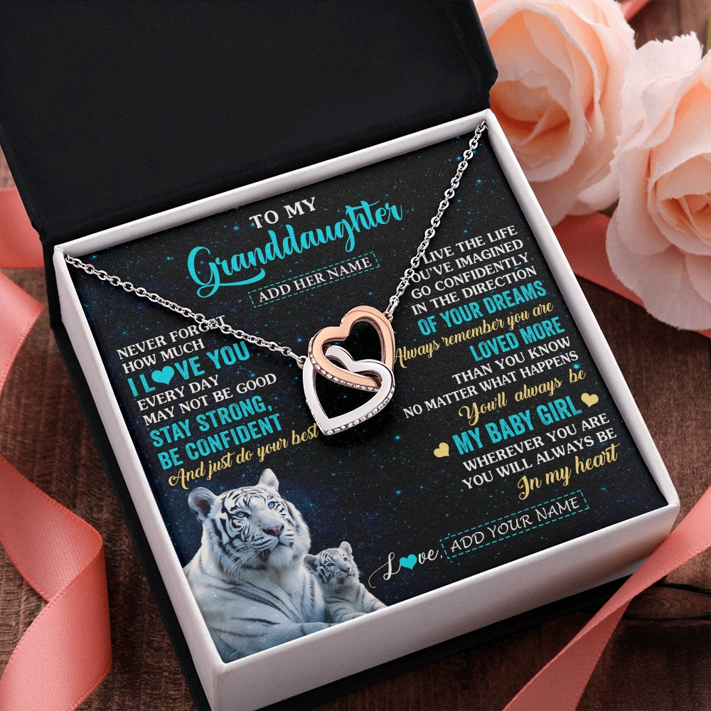 Personalized To My Granddaughter Gifts From Grandma Necklace White Tiger Never Forget How Much I Love You Granddaughter Birthday Gift Box Message Card