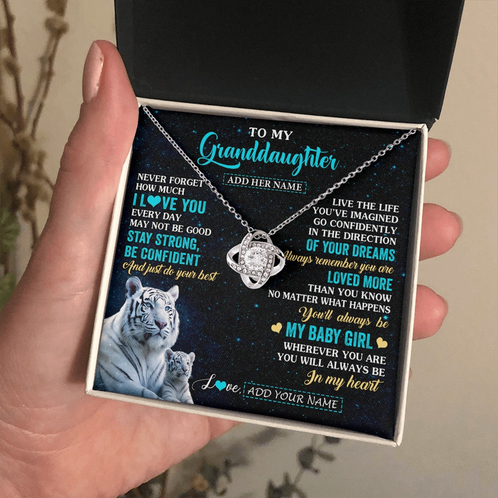 Personalized To My Granddaughter Gifts From Grandma Necklace White Tiger Never Forget How Much I Love You Granddaughter Birthday Gift Box Message Card