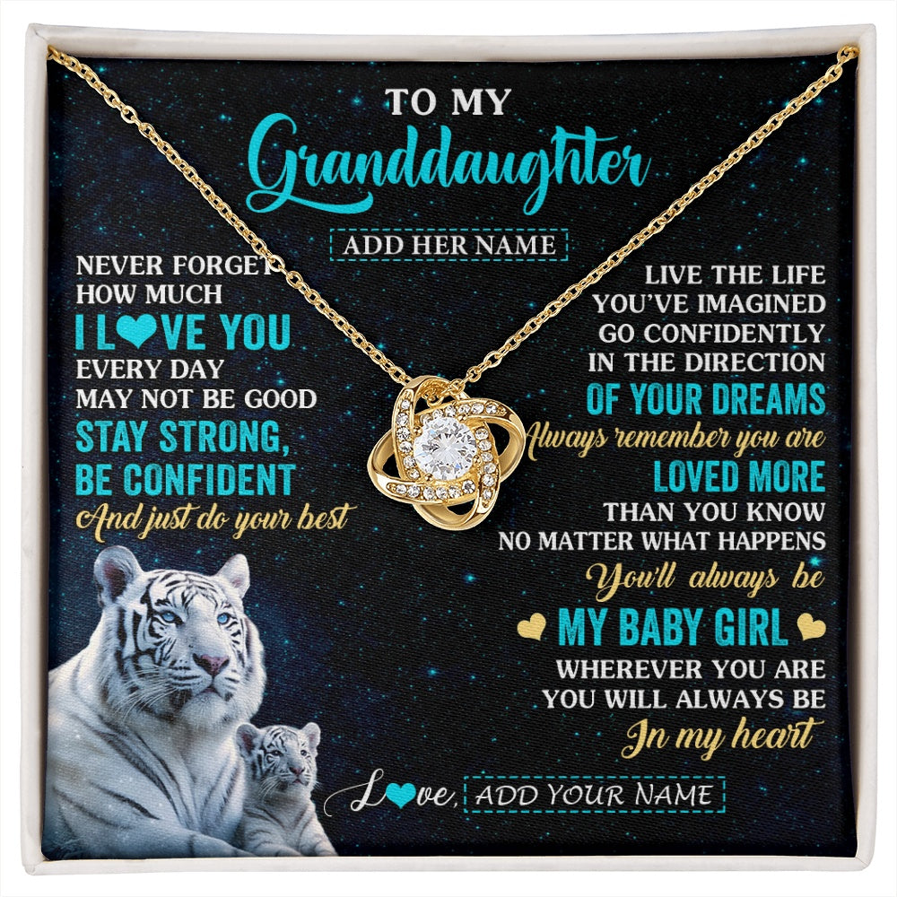 Personalized To My Granddaughter Gifts From Grandma Necklace White Tiger Never Forget How Much I Love You Granddaughter Birthday Gift Box Message Card
