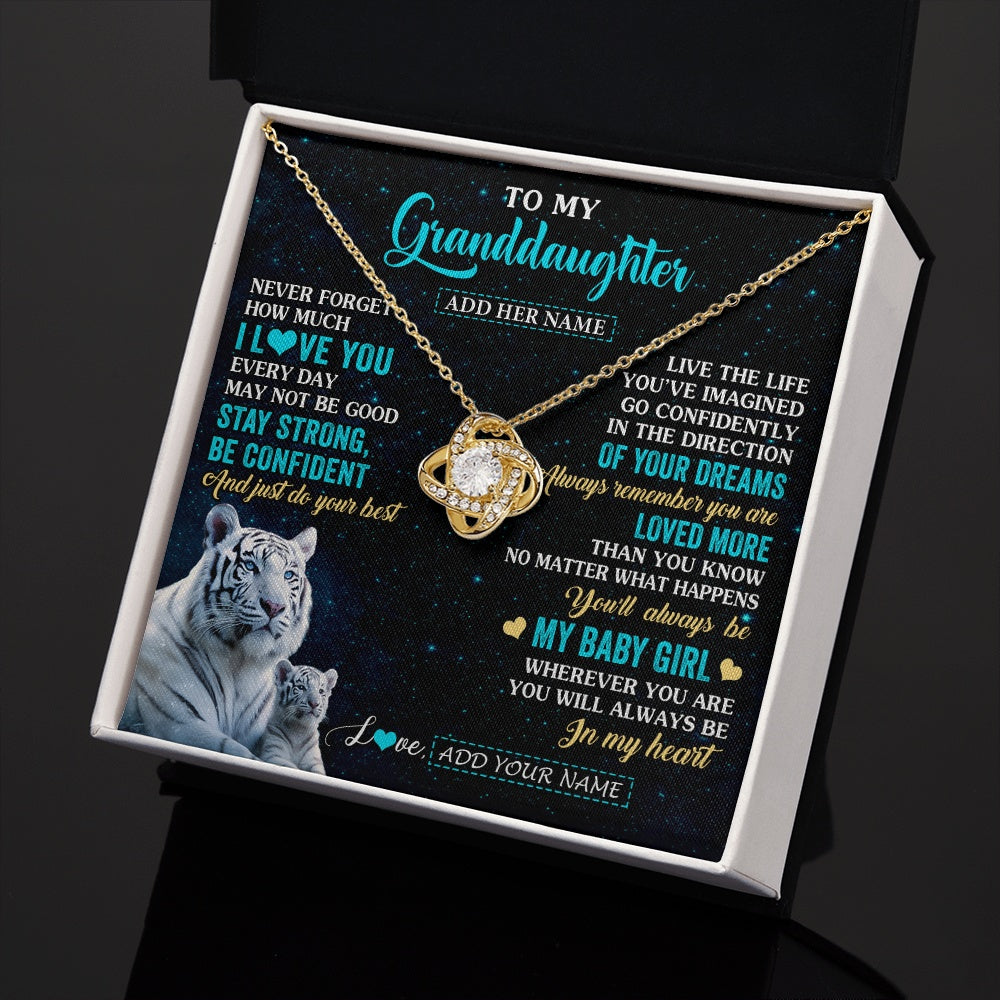 Personalized To My Granddaughter Gifts From Grandma Necklace White Tiger Never Forget How Much I Love You Granddaughter Birthday Gift Box Message Card