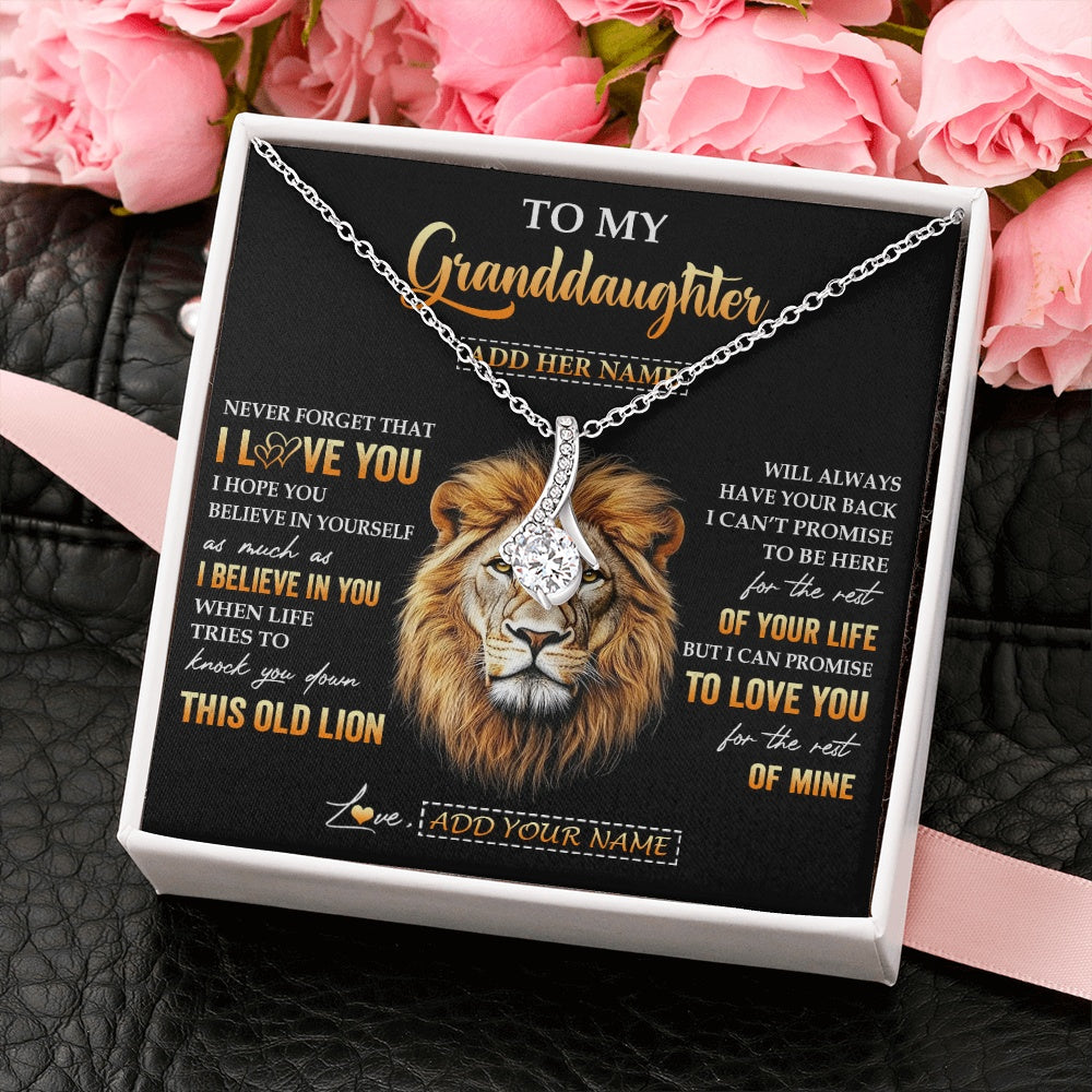 Personalized To My Granddaughter Gifts From Grandpa Necklace Old Lion Love You Granddaughter Birthday Gifts Graduation Christmas Custom Gift Box Message Card