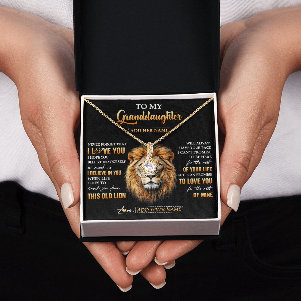 Personalized To My Granddaughter Gifts From Grandpa Necklace Old Lion Love You Granddaughter Birthday Gifts Graduation Christmas Custom Gift Box Message Card