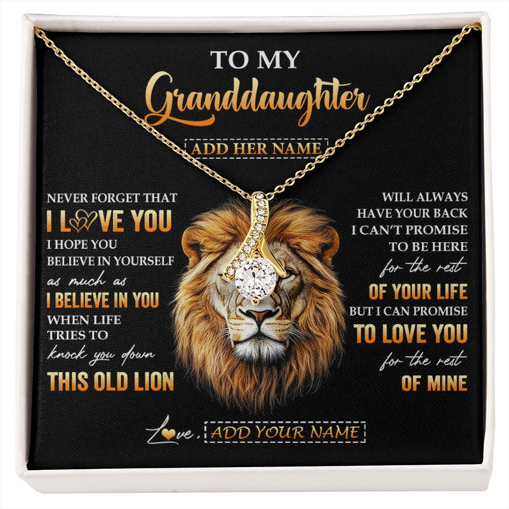 Personalized To My Granddaughter Gifts From Grandpa Necklace Old Lion Love You Granddaughter Birthday Gifts Graduation Christmas Custom Gift Box Message Card