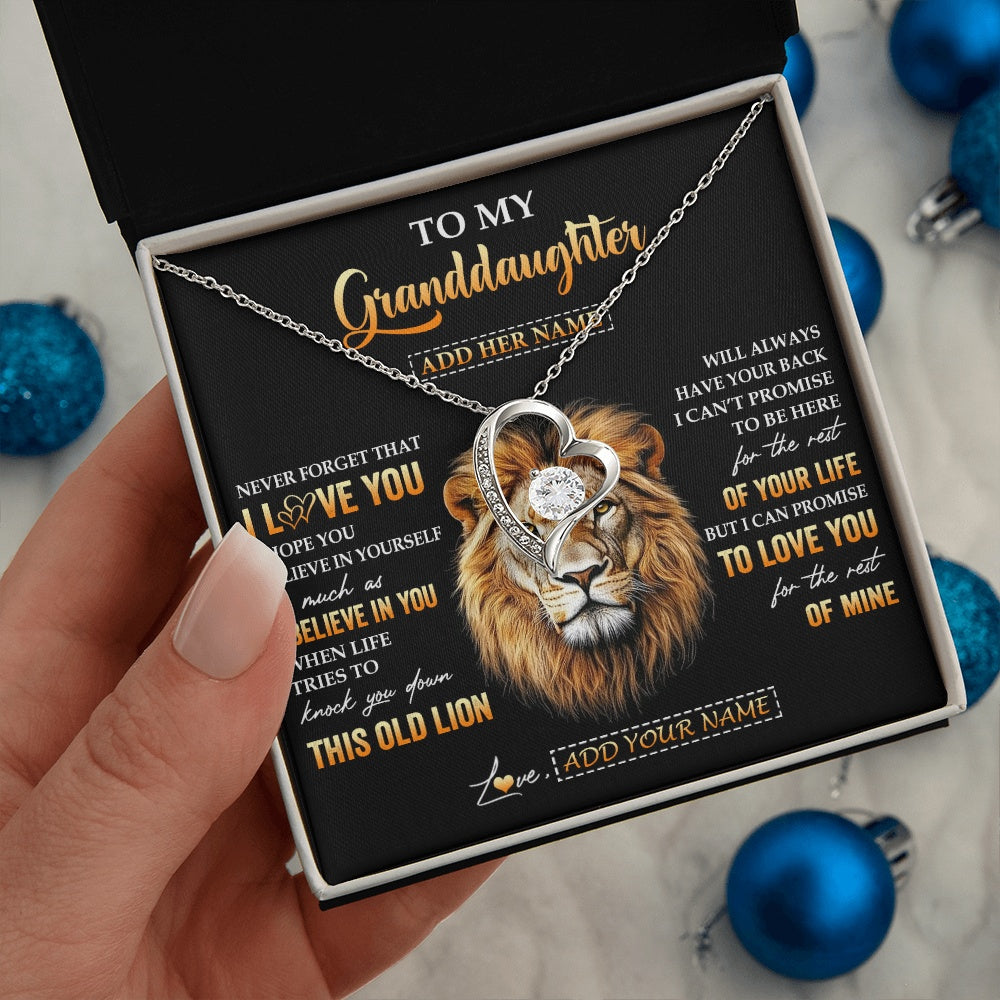 Personalized To My Granddaughter Gifts From Grandpa Necklace Old Lion Love You Granddaughter Birthday Gifts Graduation Christmas Custom Gift Box Message Card