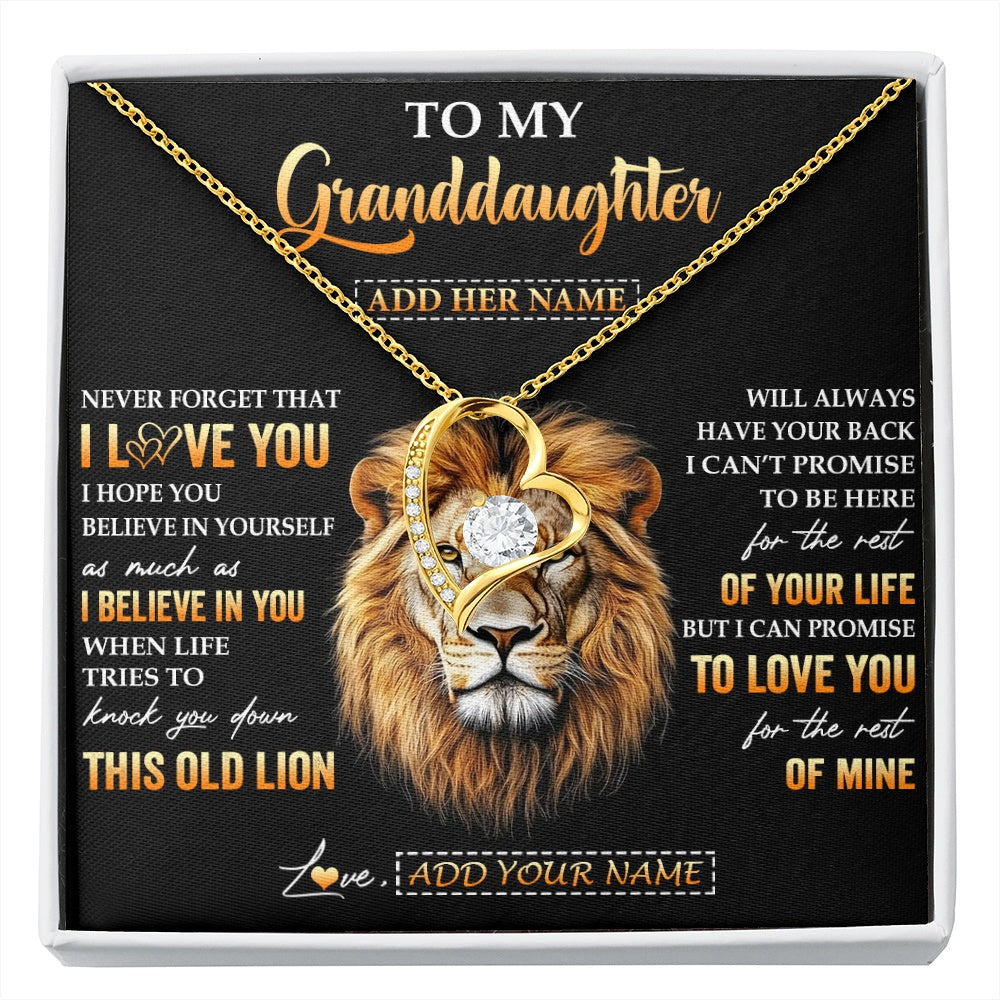 Personalized To My Granddaughter Gifts From Grandpa Necklace Old Lion Love You Granddaughter Birthday Gifts Graduation Christmas Custom Gift Box Message Card