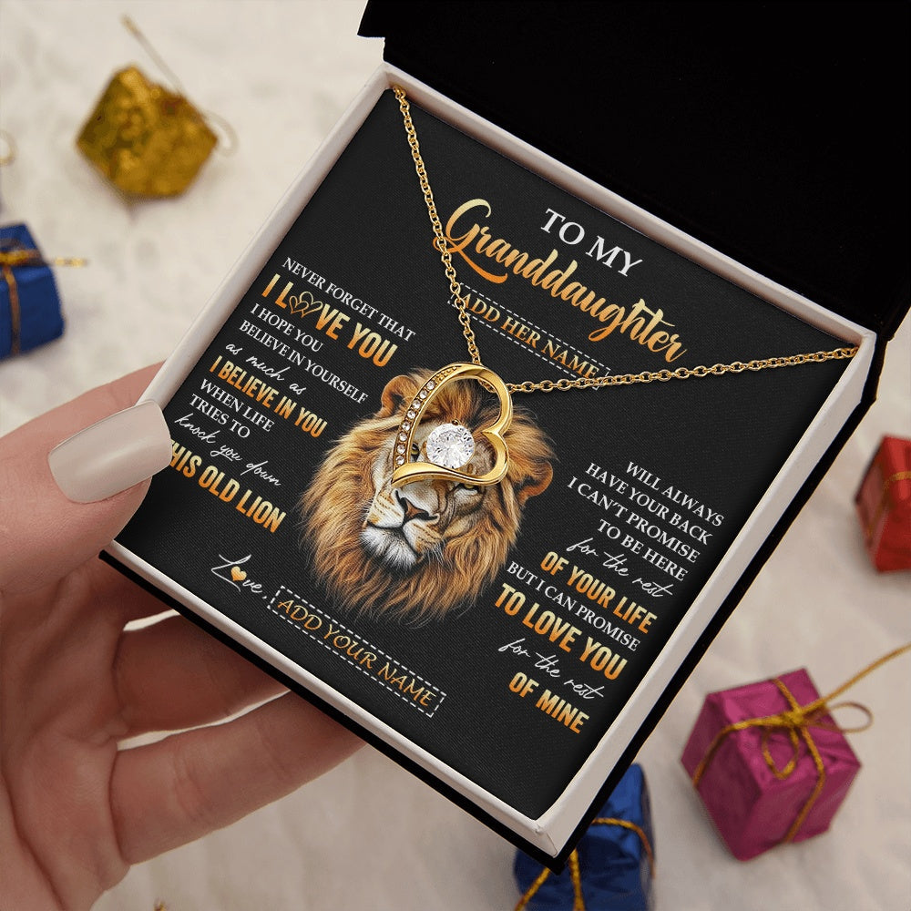 Personalized To My Granddaughter Gifts From Grandpa Necklace Old Lion Love You Granddaughter Birthday Gifts Graduation Christmas Custom Gift Box Message Card