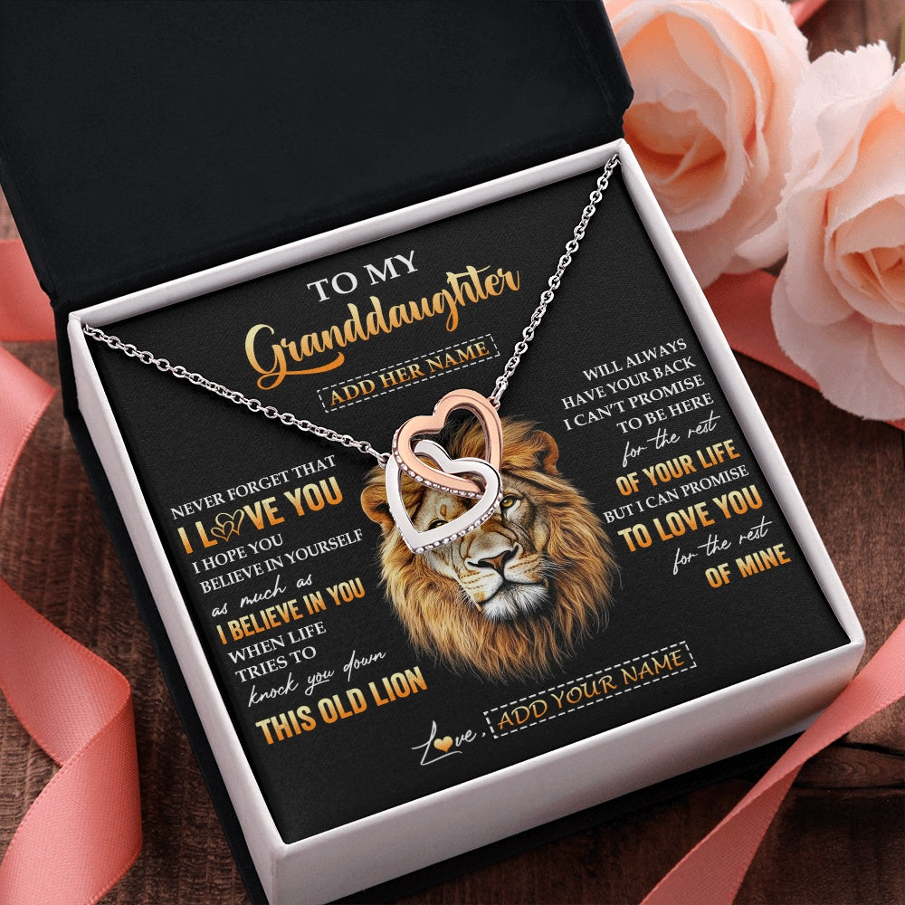 Personalized To My Granddaughter Gifts From Grandpa Necklace Old Lion Love You Granddaughter Birthday Gifts Graduation Christmas Custom Gift Box Message Card