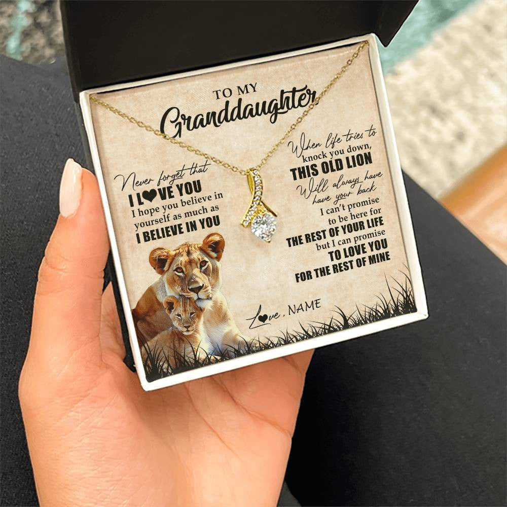 Personalized To My Granddaughter Gifts Necklace From Grandma Old Lion Granddaughter Jewelry Birthday Graduation Christmas Customized Gift Box Message Card