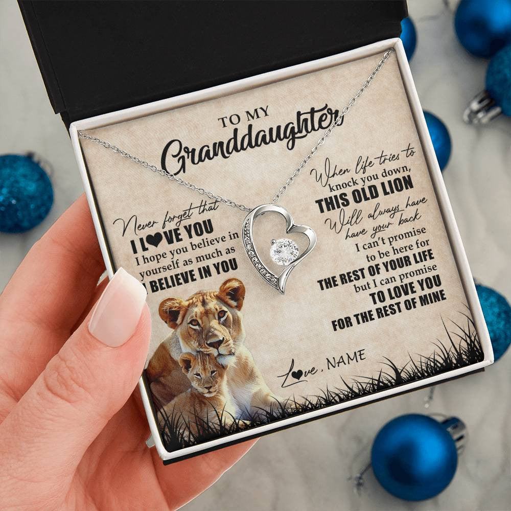 Personalized To My Granddaughter Gifts Necklace From Grandma Old Lion Granddaughter Jewelry Birthday Graduation Christmas Customized Gift Box Message Card