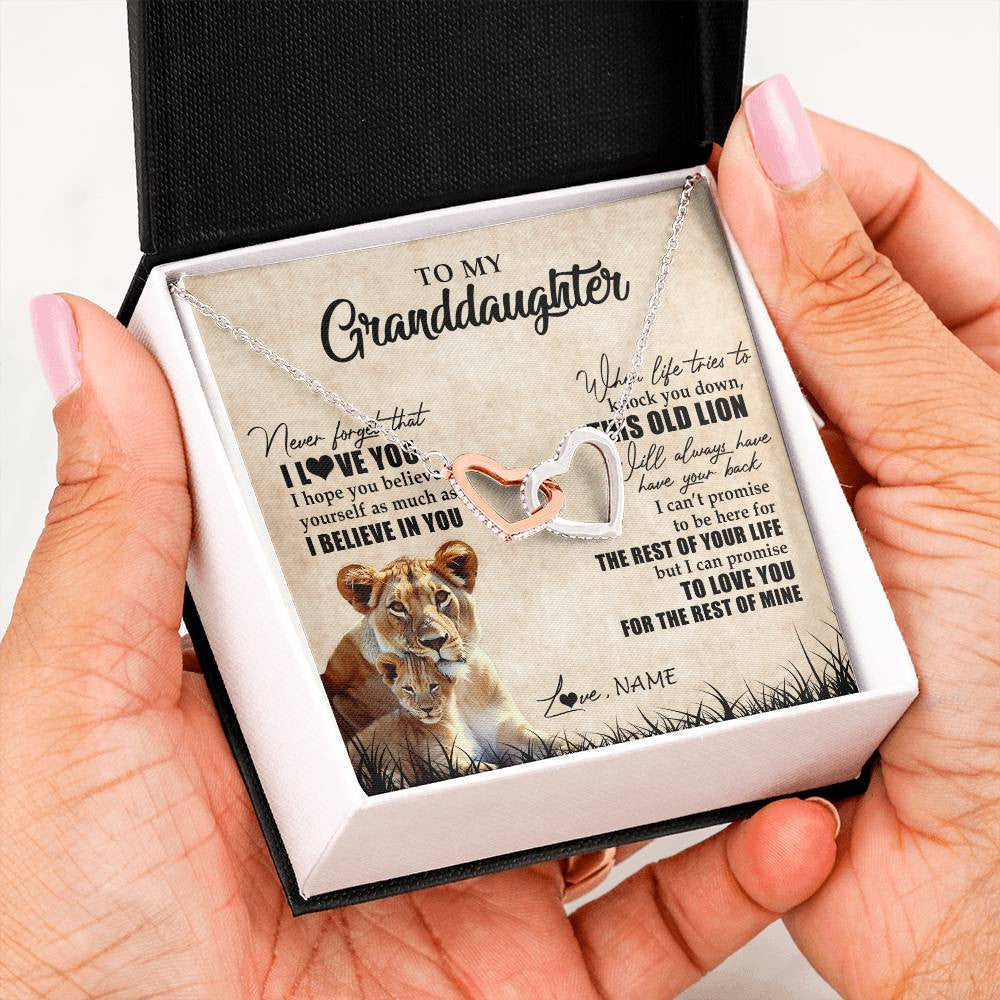 Personalized To My Granddaughter Gifts Necklace From Grandma Old Lion Granddaughter Jewelry Birthday Graduation Christmas Customized Gift Box Message Card