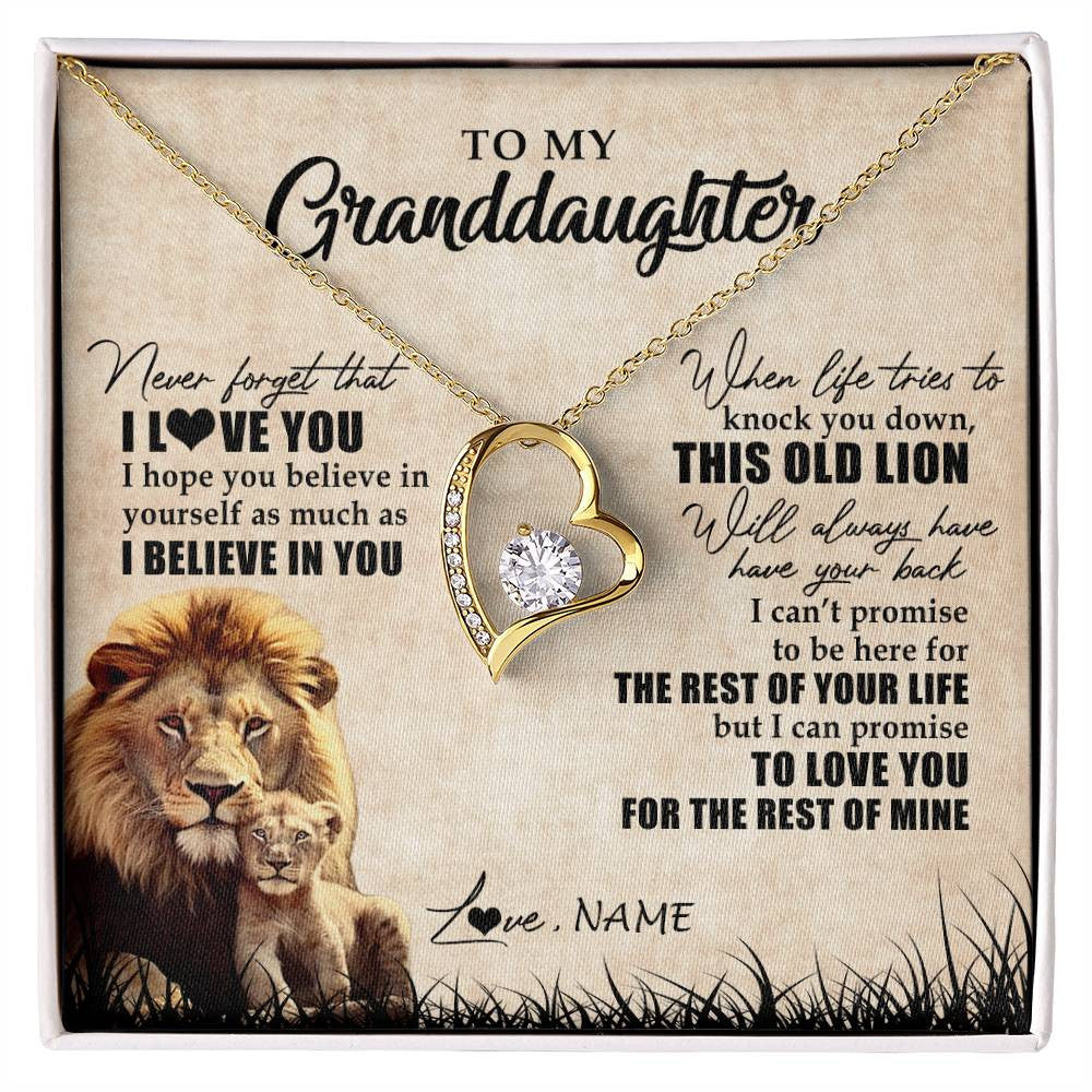 Personalized To My Granddaughter Gifts Necklace From Grandpa Old Lion Granddaughter Jewelry Birthday Graduation Christmas Customized Gift Box Message Card