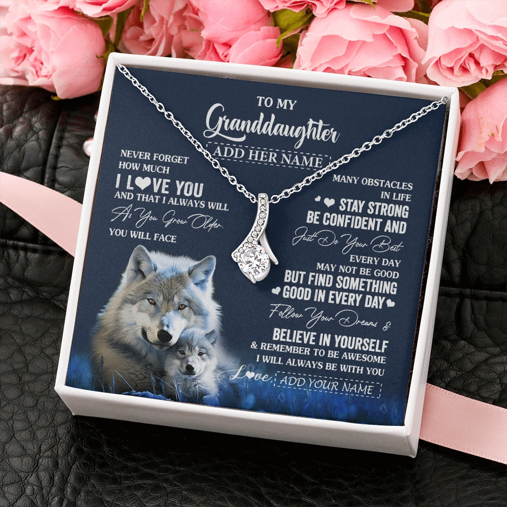 Personalized To My Granddaughter I Love You Forever Necklace From Grandma Grandpa Wolf Granddaughter Birthday Gifts Graduation Christmas Gift Box Message Card