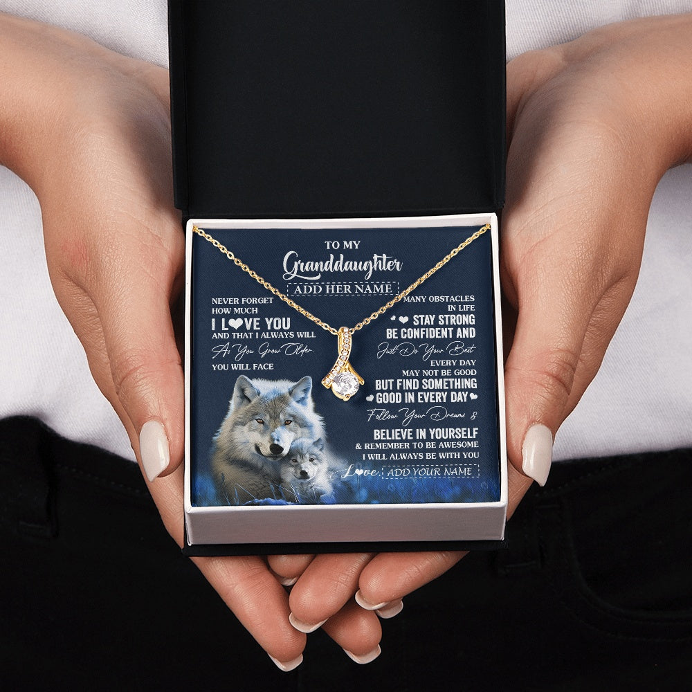 Personalized To My Granddaughter I Love You Forever Necklace From Grandma Grandpa Wolf Granddaughter Birthday Gifts Graduation Christmas Gift Box Message Card