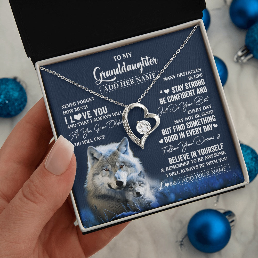 Personalized To My Granddaughter I Love You Forever Necklace From Grandma Grandpa Wolf Granddaughter Birthday Gifts Graduation Christmas Gift Box Message Card