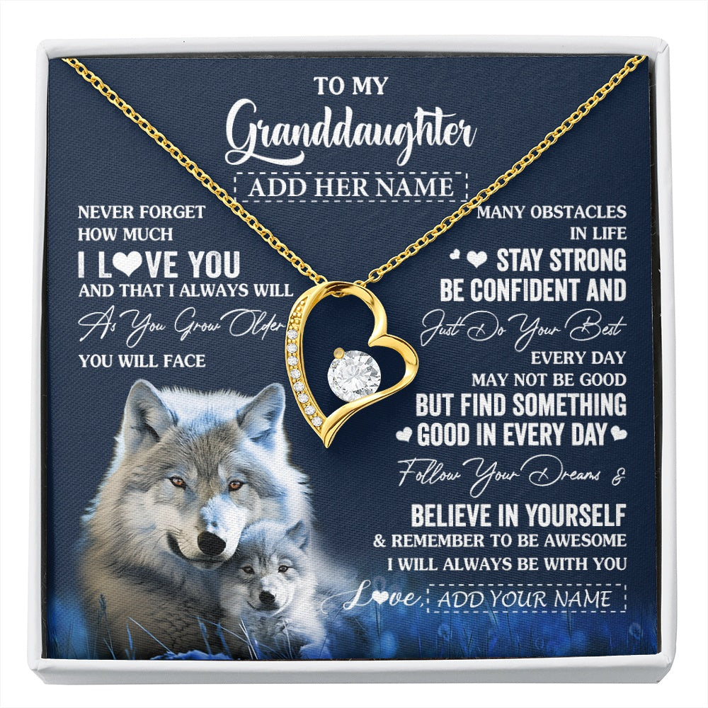 Personalized To My Granddaughter I Love You Forever Necklace From Grandma Grandpa Wolf Granddaughter Birthday Gifts Graduation Christmas Gift Box Message Card