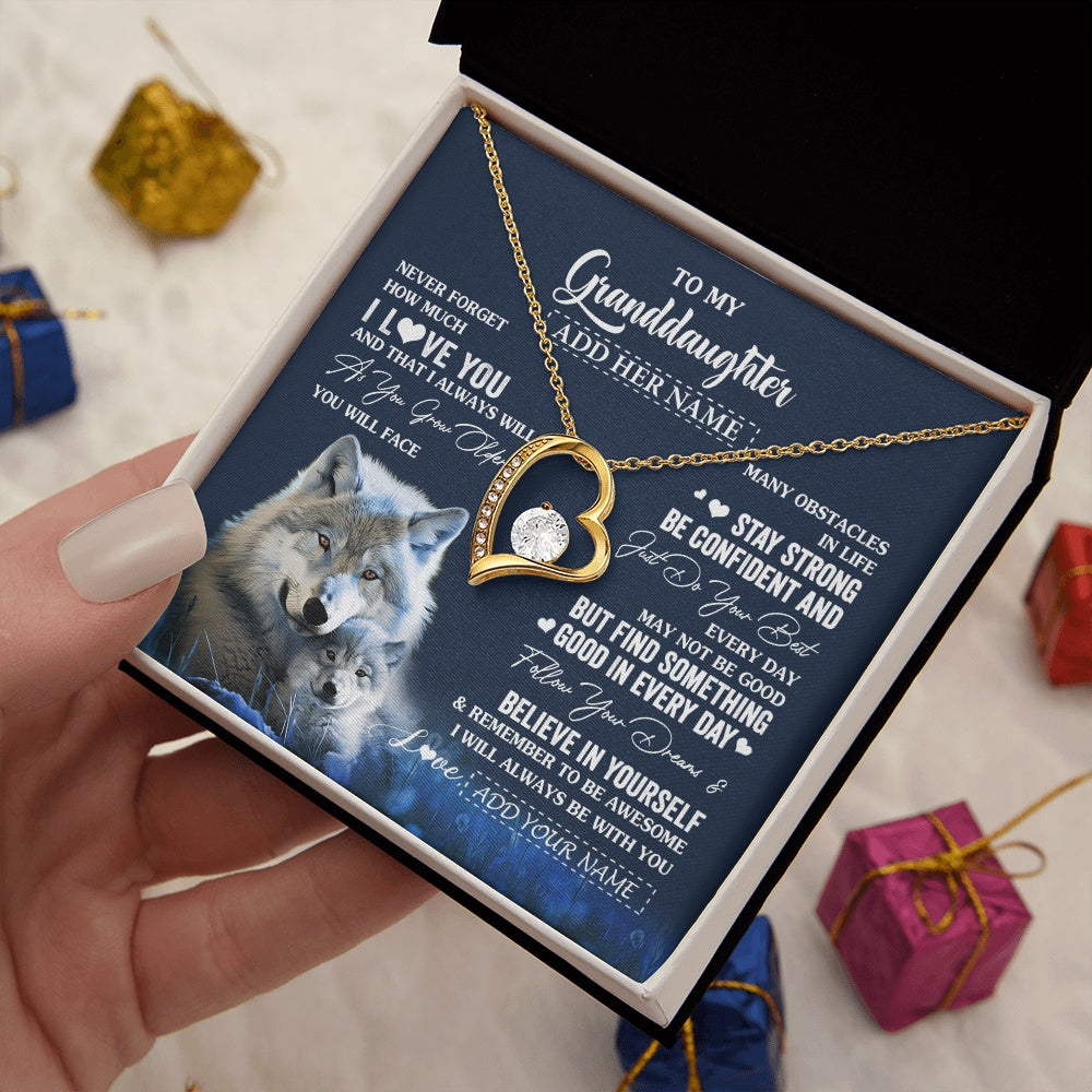 Personalized To My Granddaughter I Love You Forever Necklace From Grandma Grandpa Wolf Granddaughter Birthday Gifts Graduation Christmas Gift Box Message Card