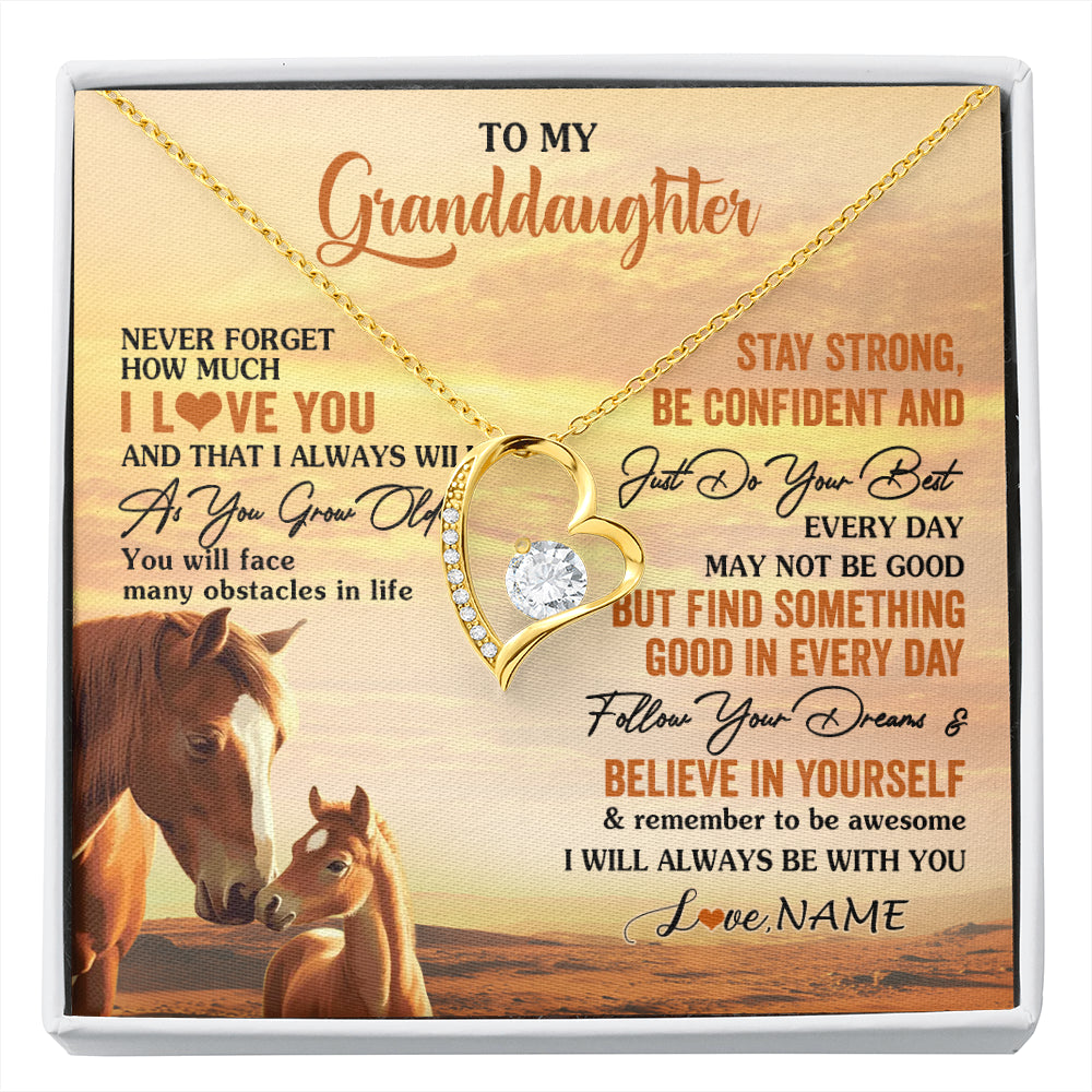 Personalized To My Granddaughter I Love You Forever Necklace From Grandma Papa Horse Granddaughter Birthday Jewelry Christmas Customized Gift Box Message Card