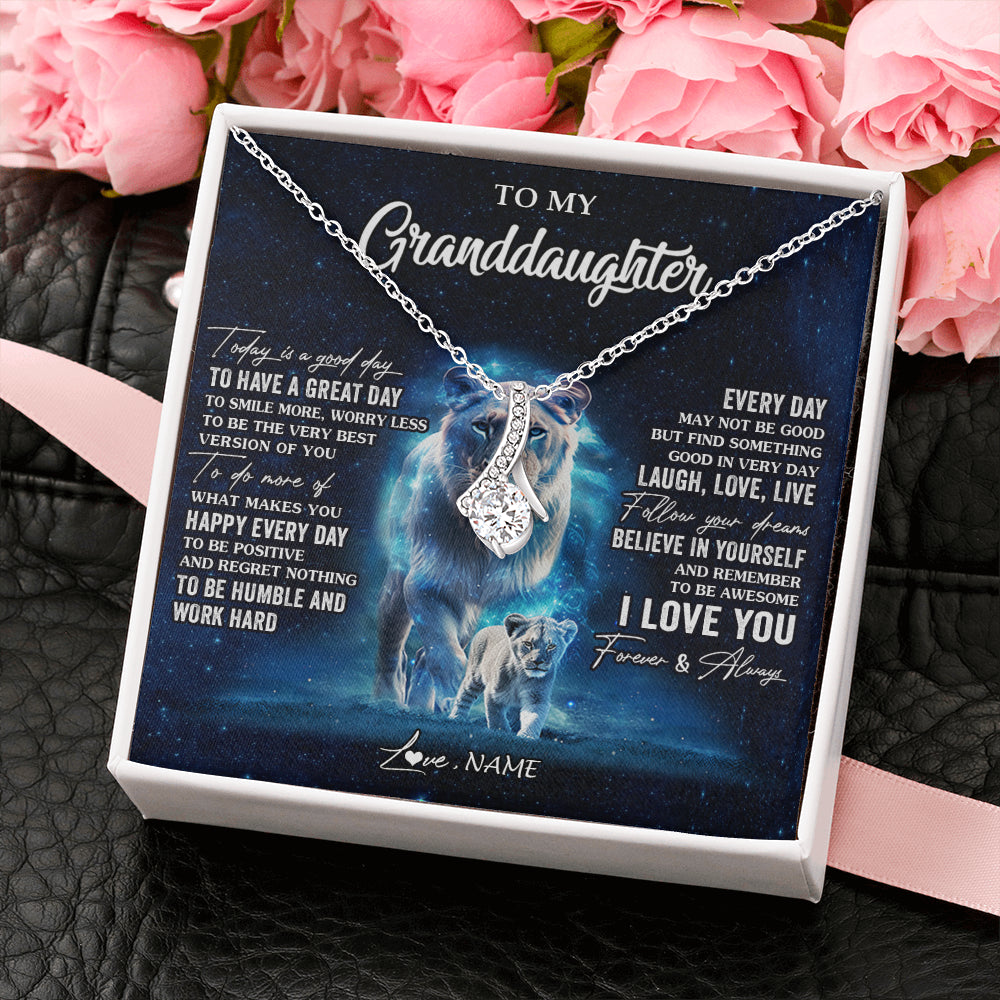 Personalized To My Granddaughter Lion Necklace From Grandma Today Is A Good Day Granddaughter Gifts Birthday Christmas Customized Gift Box Message Card