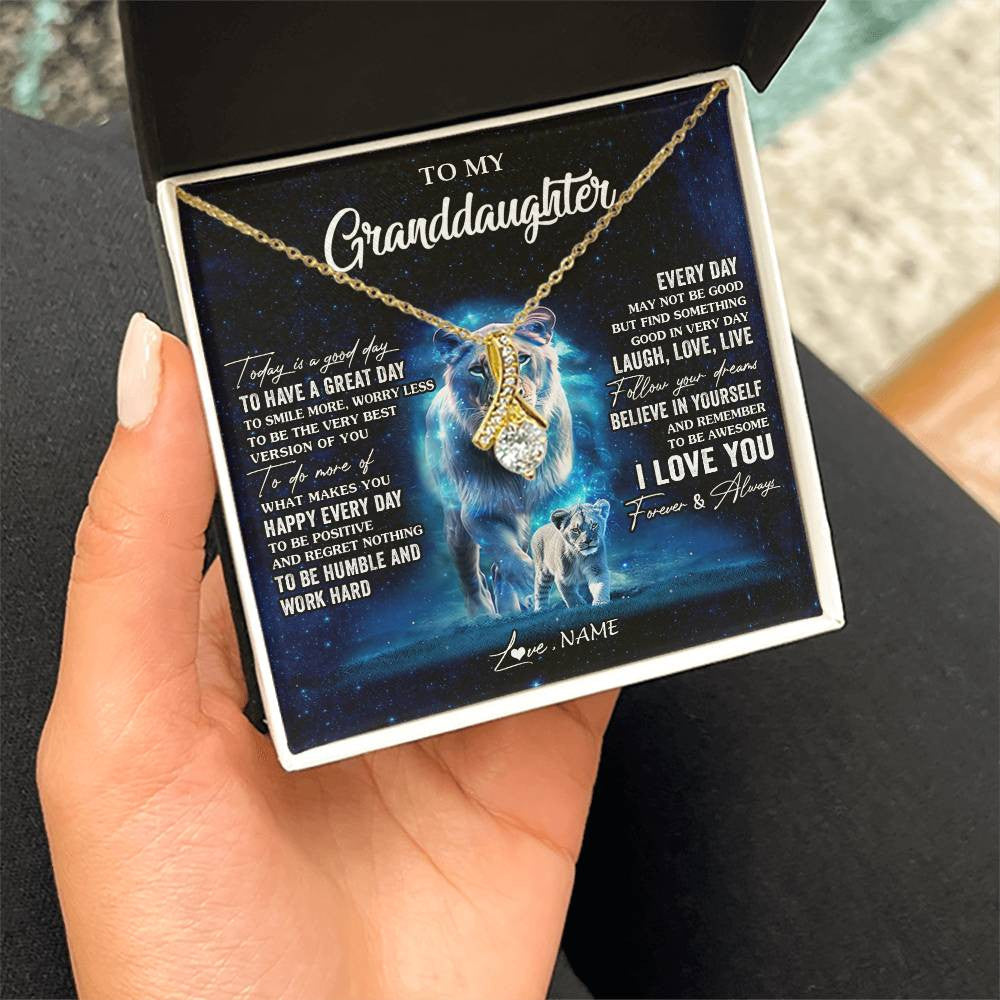 Personalized To My Granddaughter Lion Necklace From Grandma Today Is A Good Day Granddaughter Gifts Birthday Christmas Customized Gift Box Message Card