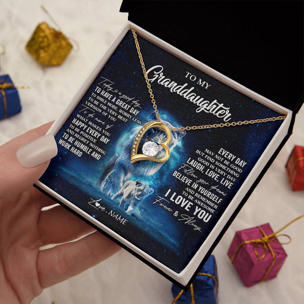 Personalized To My Granddaughter Lion Necklace From Grandma Today Is A Good Day Granddaughter Gifts Birthday Christmas Customized Gift Box Message Card