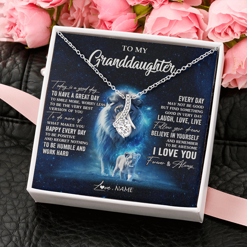 Personalized To My Granddaughter Lion Necklace From Grandpa Today Is A Good Day Granddaughter Gifts Birthday Christmas Customized Gift Box Message Card