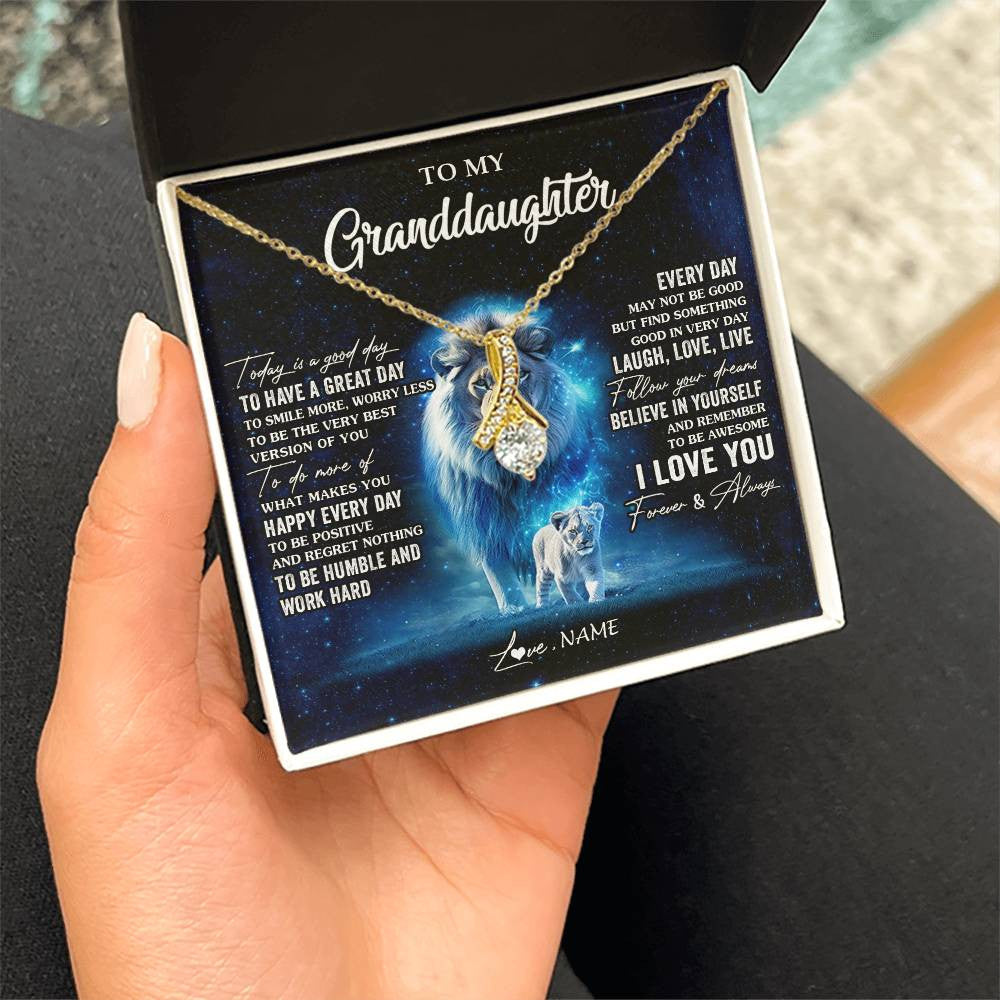 Personalized To My Granddaughter Lion Necklace From Grandpa Today Is A Good Day Granddaughter Gifts Birthday Christmas Customized Gift Box Message Card