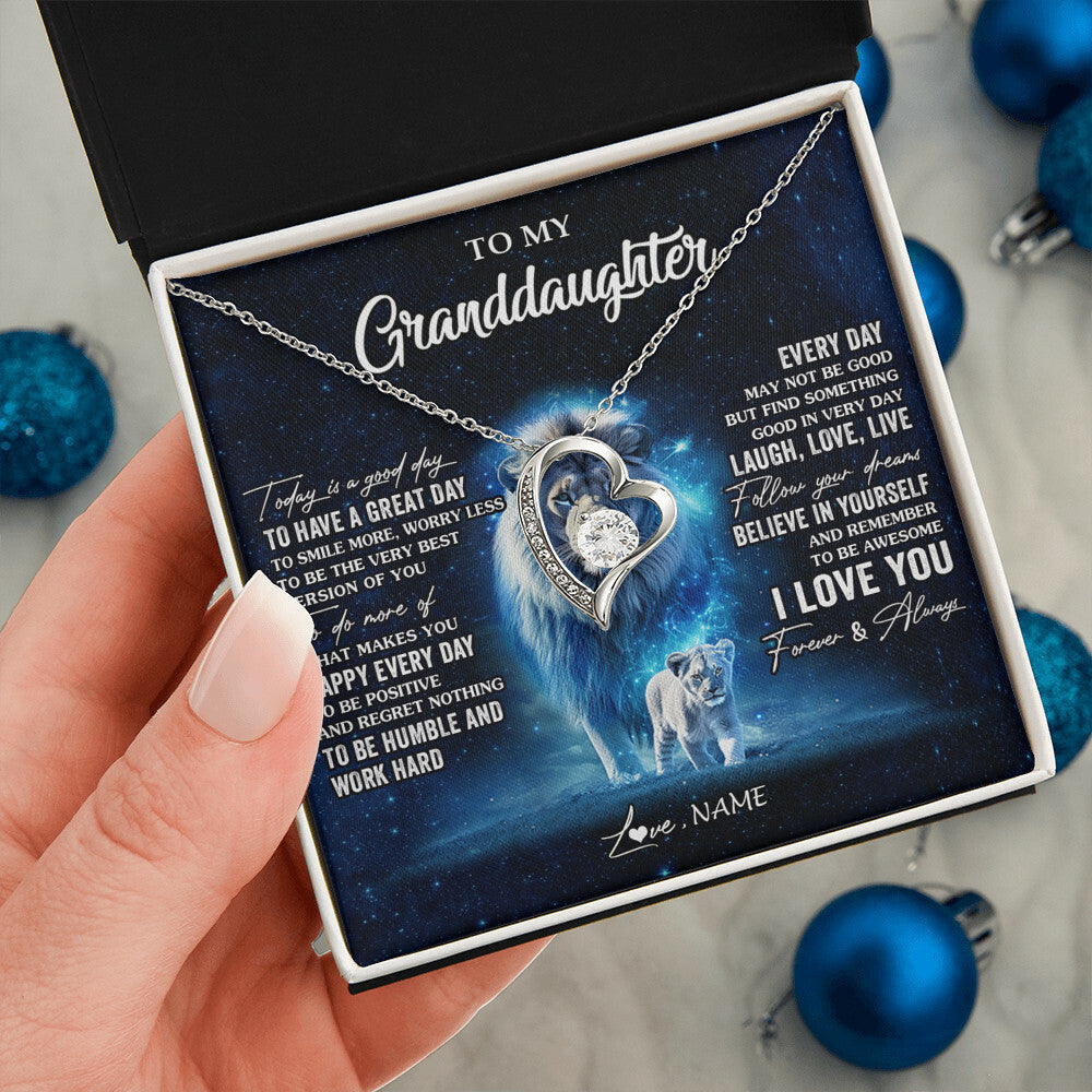 Personalized To My Granddaughter Lion Necklace From Grandpa Today Is A Good Day Granddaughter Gifts Birthday Christmas Customized Gift Box Message Card