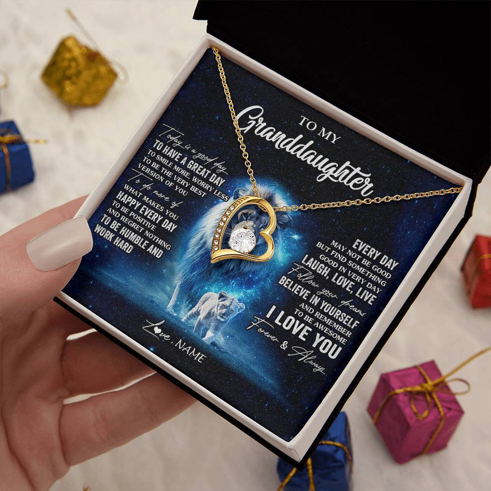 Personalized To My Granddaughter Lion Necklace From Grandpa Today Is A Good Day Granddaughter Gifts Birthday Christmas Customized Gift Box Message Card