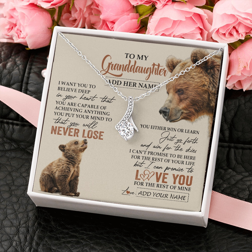 Personalized To My Granddaughter Necklace From Grandma Grandpa You Will Never Lose Bear Granddaughter Birthday Gifts Christmas Custom Gift Box Message Card