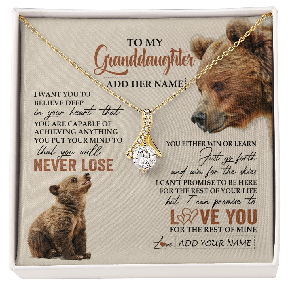 Personalized To My Granddaughter Necklace From Grandma Grandpa You Will Never Lose Bear Granddaughter Birthday Gifts Christmas Custom Gift Box Message Card