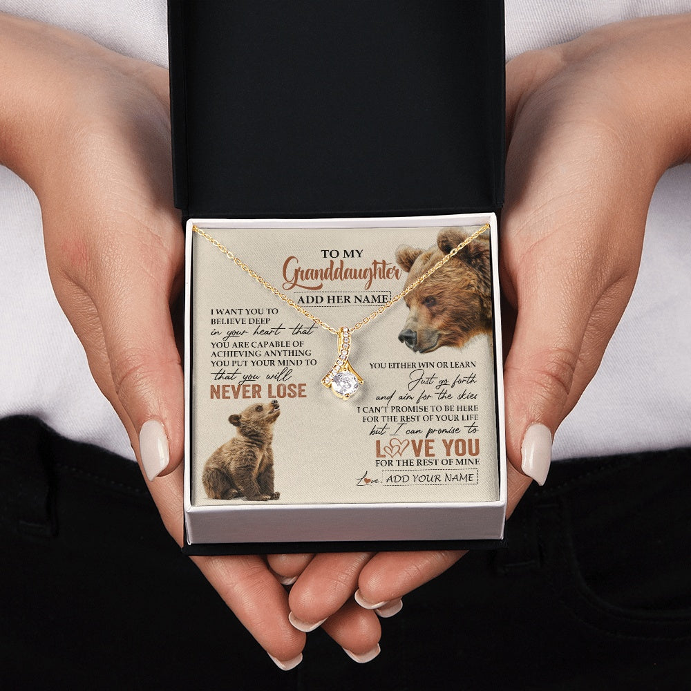 Personalized To My Granddaughter Necklace From Grandma Grandpa You Will Never Lose Bear Granddaughter Birthday Gifts Christmas Custom Gift Box Message Card
