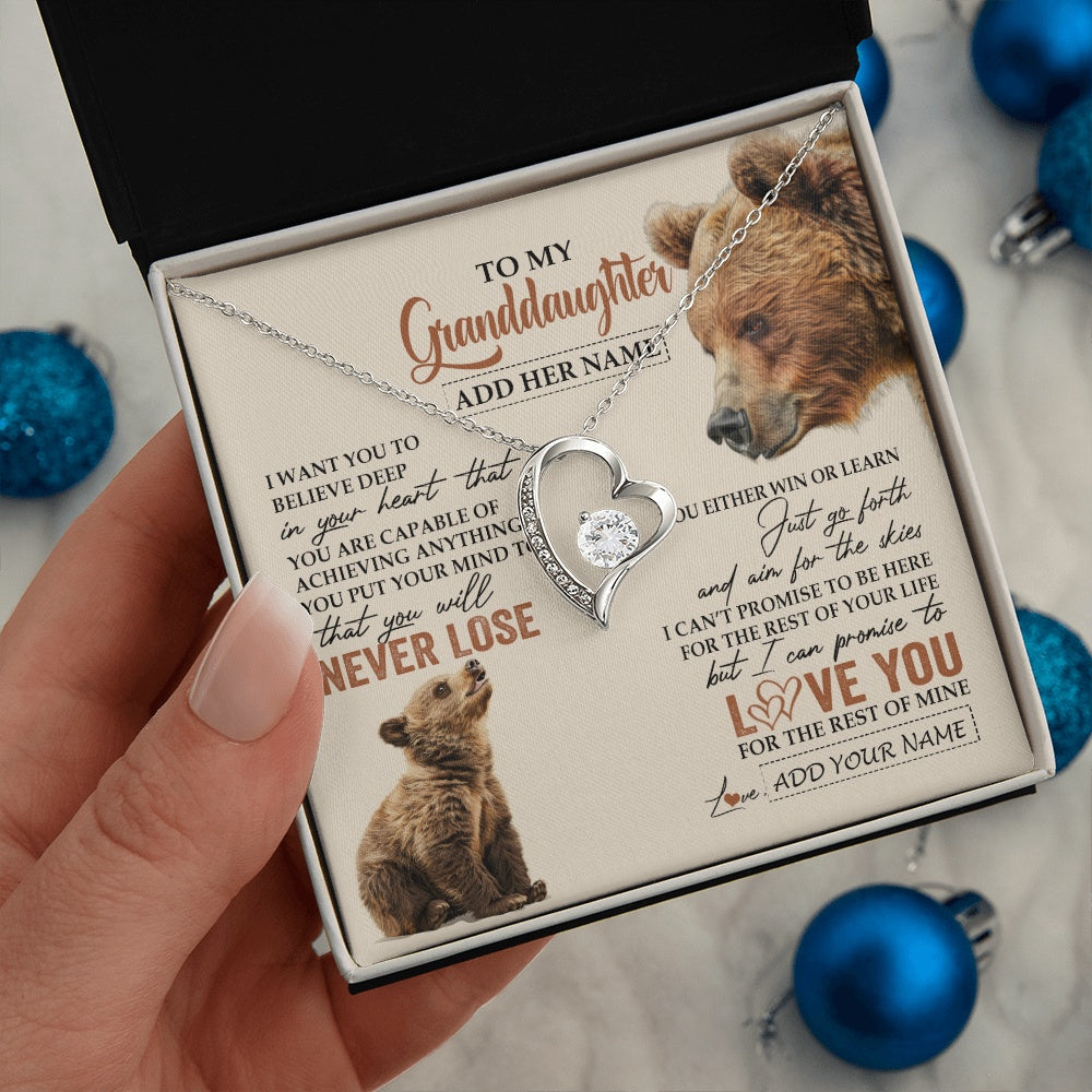 Personalized To My Granddaughter Necklace From Grandma Grandpa You Will Never Lose Bear Granddaughter Birthday Gifts Christmas Custom Gift Box Message Card
