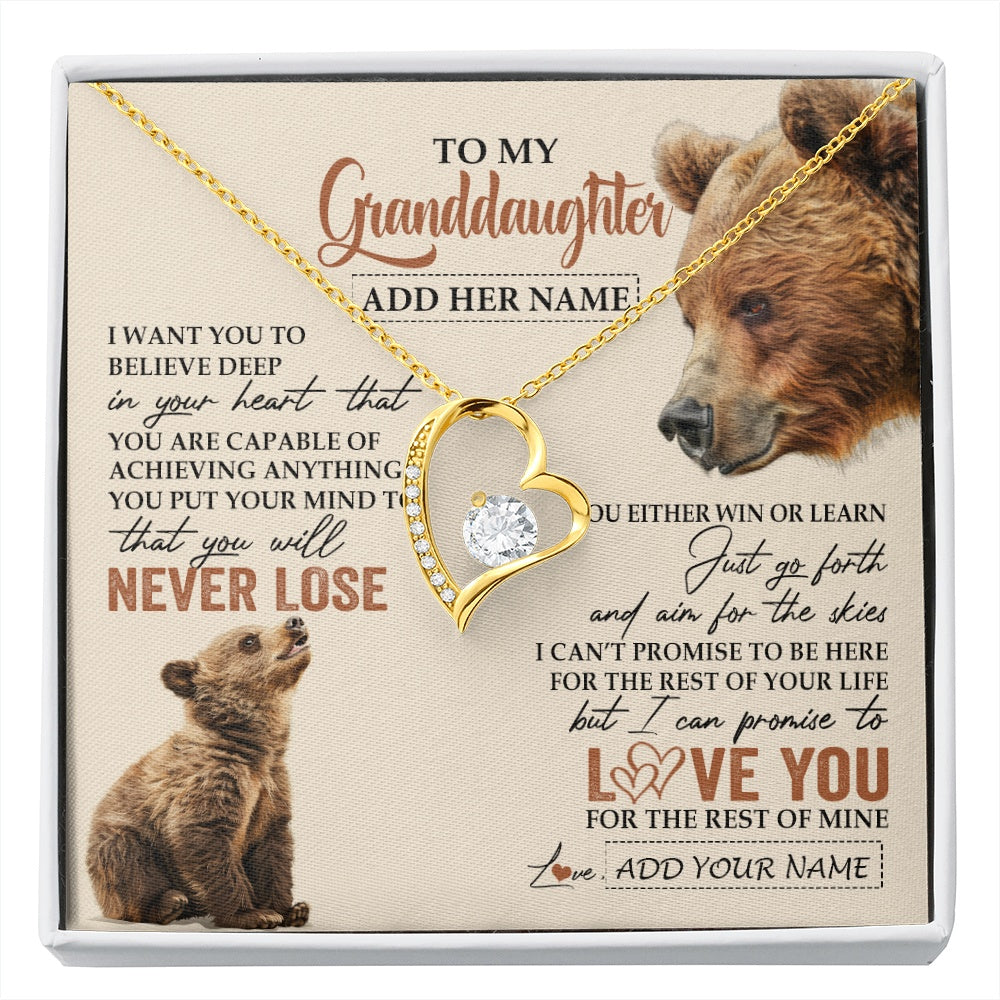 Personalized To My Granddaughter Necklace From Grandma Grandpa You Will Never Lose Bear Granddaughter Birthday Gifts Christmas Custom Gift Box Message Card