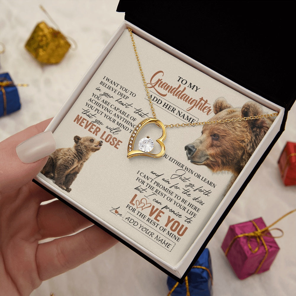 Personalized To My Granddaughter Necklace From Grandma Grandpa You Will Never Lose Bear Granddaughter Birthday Gifts Christmas Custom Gift Box Message Card