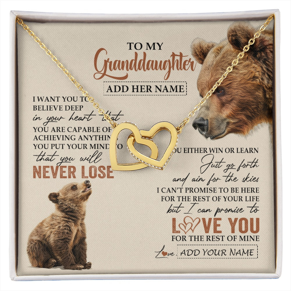 Personalized To My Granddaughter Necklace From Grandma Grandpa You Will Never Lose Bear Granddaughter Birthday Gifts Christmas Custom Gift Box Message Card
