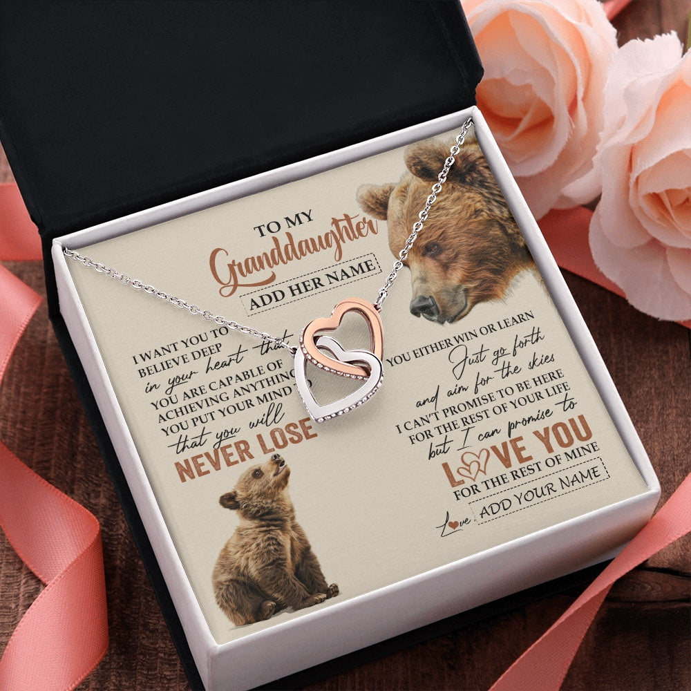 Personalized To My Granddaughter Necklace From Grandma Grandpa You Will Never Lose Bear Granddaughter Birthday Gifts Christmas Custom Gift Box Message Card