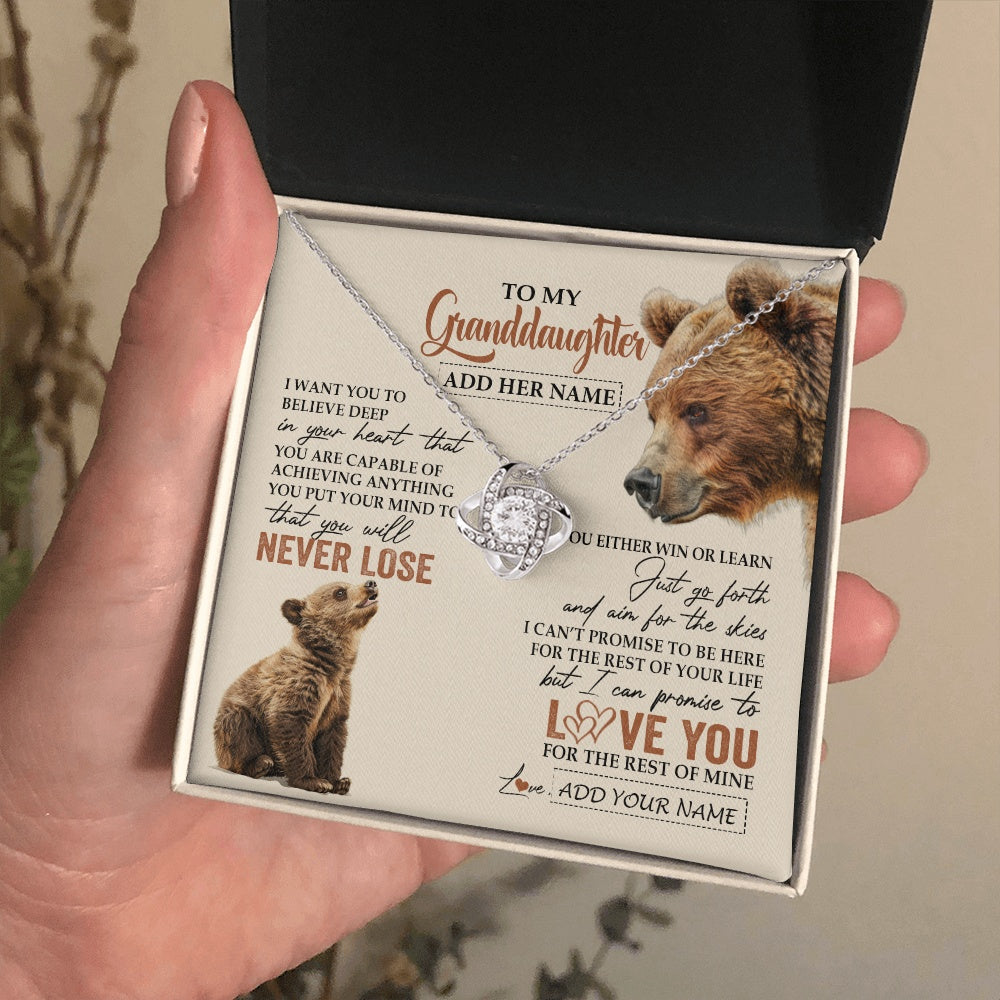 Personalized To My Granddaughter Necklace From Grandma Grandpa You Will Never Lose Bear Granddaughter Birthday Gifts Christmas Custom Gift Box Message Card