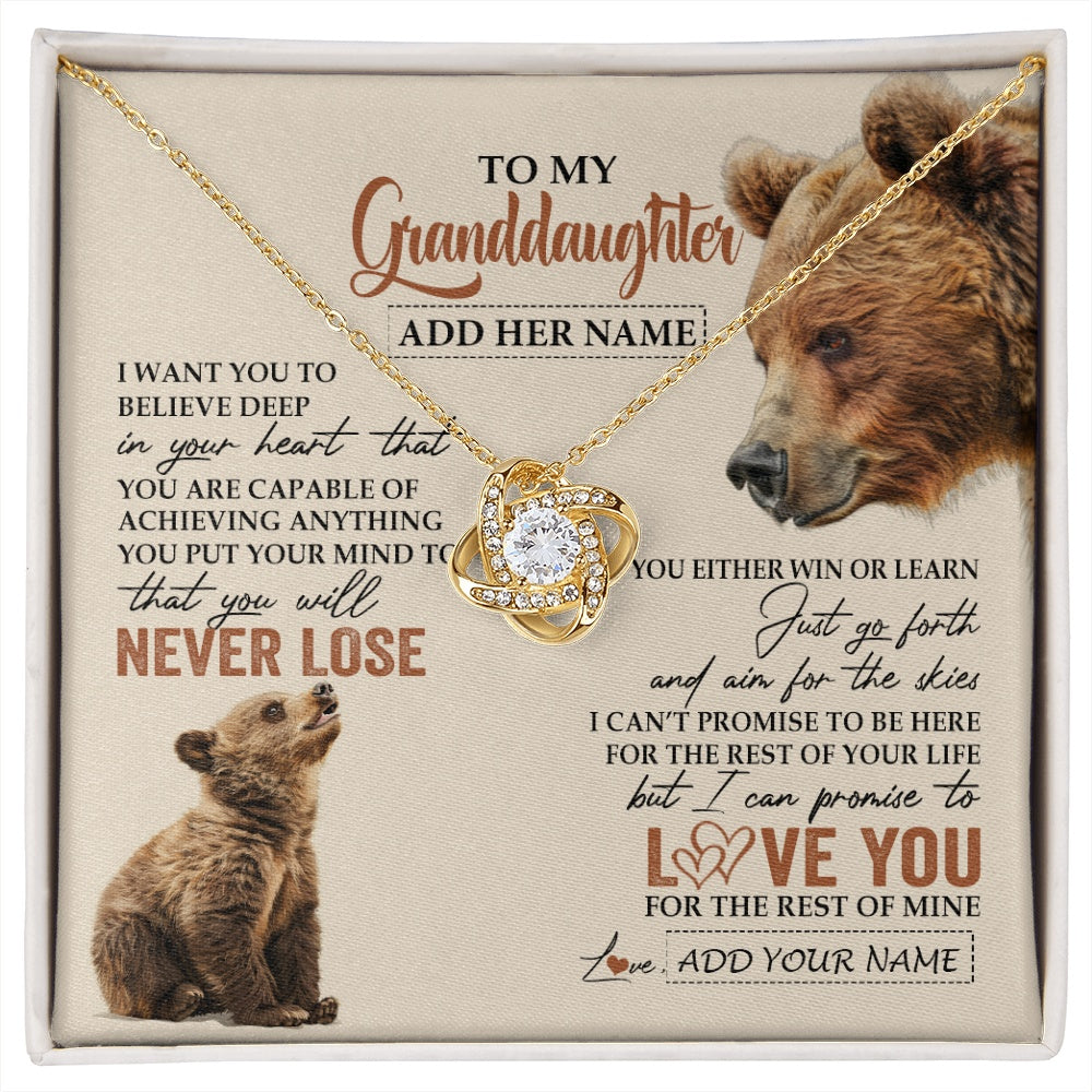 Personalized To My Granddaughter Necklace From Grandma Grandpa You Will Never Lose Bear Granddaughter Birthday Gifts Christmas Custom Gift Box Message Card