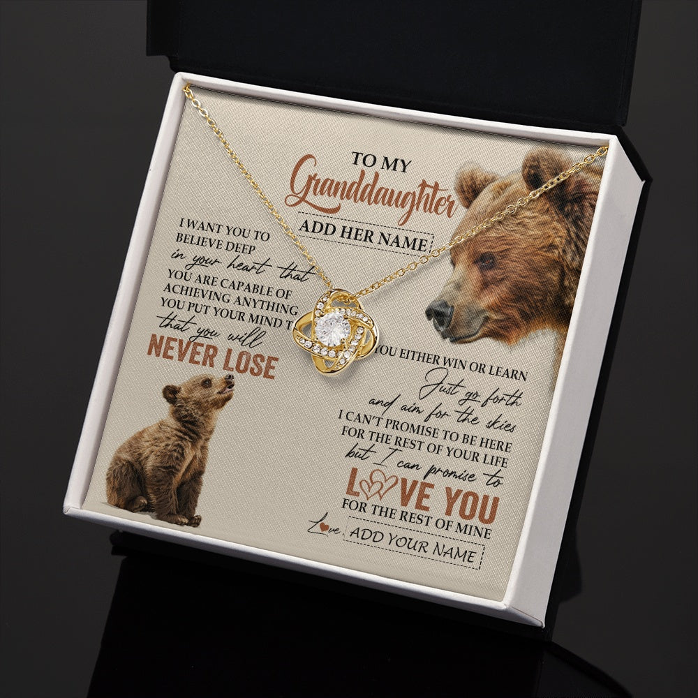 Personalized To My Granddaughter Necklace From Grandma Grandpa You Will Never Lose Bear Granddaughter Birthday Gifts Christmas Custom Gift Box Message Card