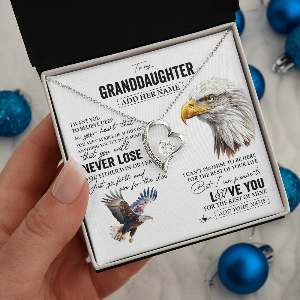 Personalized To My Granddaughter Necklace From Grandma Grandpa You Will Never Lose Eagle Birthday Gifts Graduation Christmas Customized Gift Box Message Card