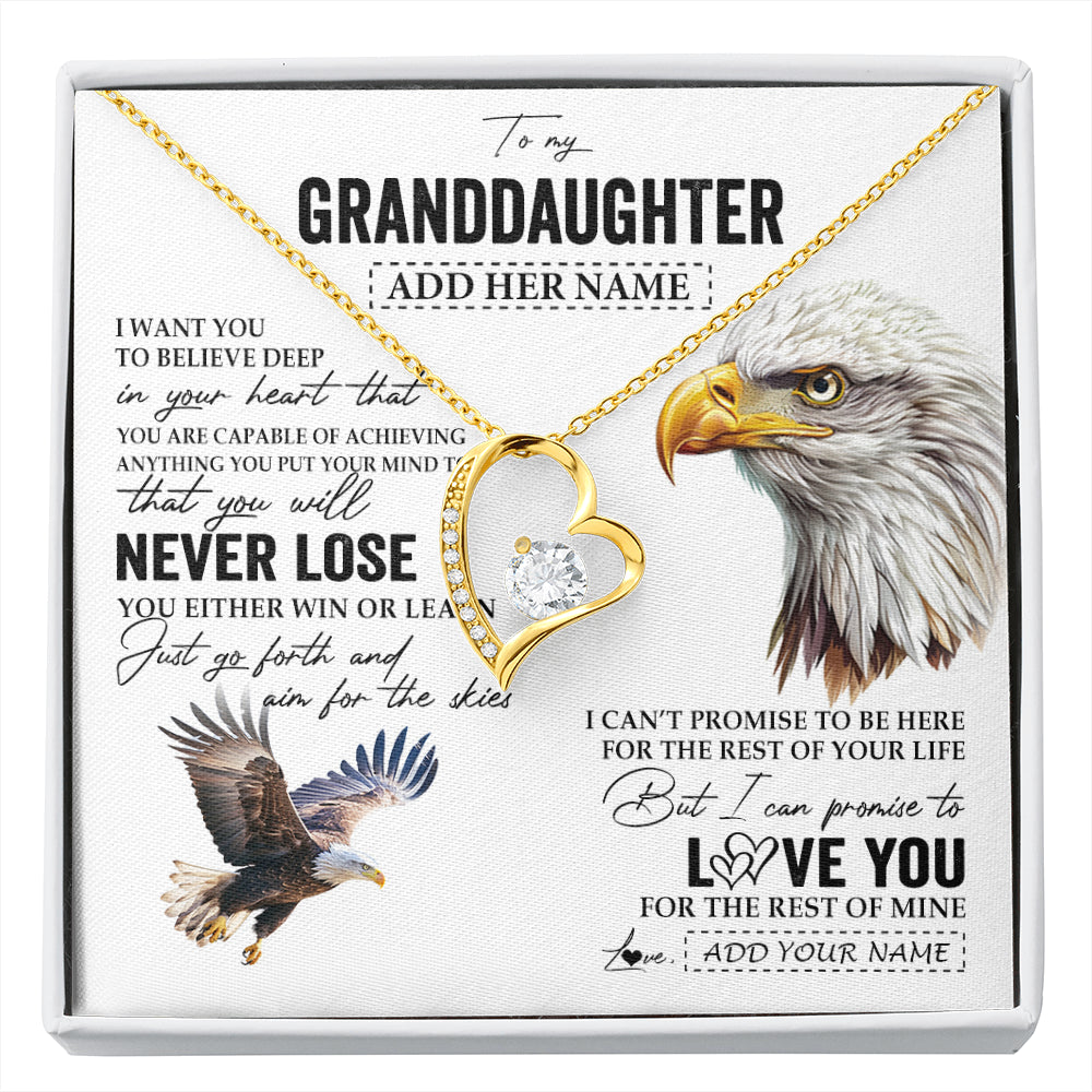 Personalized To My Granddaughter Necklace From Grandma Grandpa You Will Never Lose Eagle Birthday Gifts Graduation Christmas Customized Gift Box Message Card