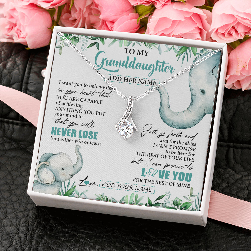 Personalized To My Granddaughter Necklace From Grandma Grandpa You Will Never Lose Elephant Granddaughter Birthday Gifts Christmas Custom Gift Box Message Card