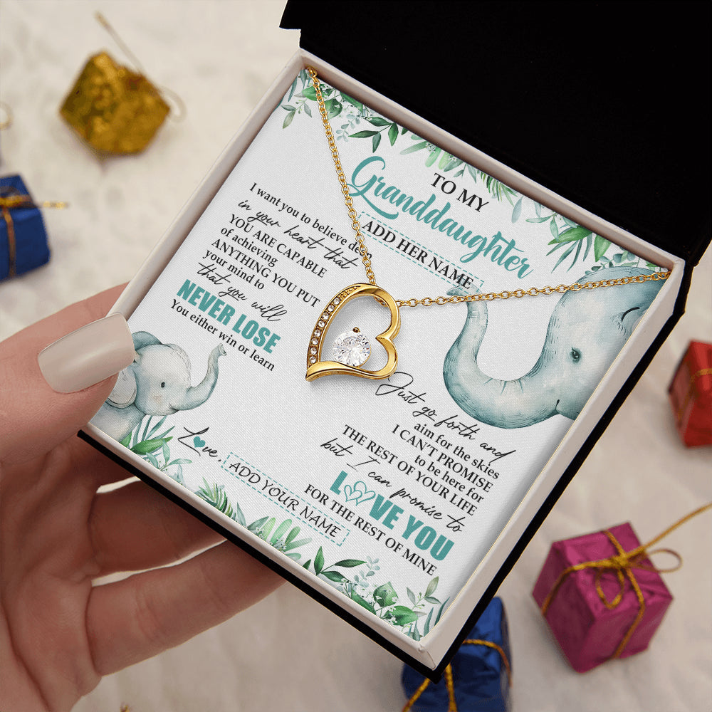 Personalized To My Granddaughter Necklace From Grandma Grandpa You Will Never Lose Elephant Granddaughter Birthday Gifts Christmas Custom Gift Box Message Card