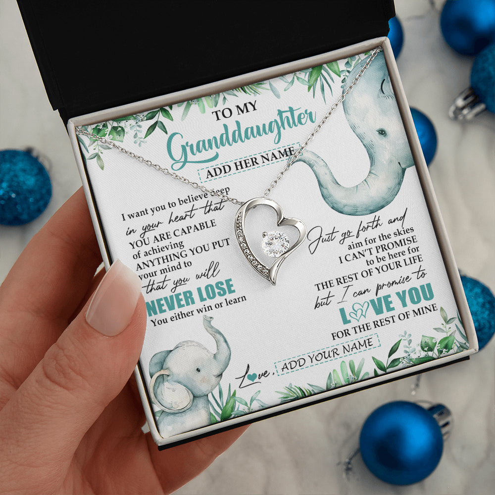 Personalized To My Granddaughter Necklace From Grandma Grandpa You Will Never Lose Elephant Granddaughter Birthday Gifts Christmas Custom Gift Box Message Card