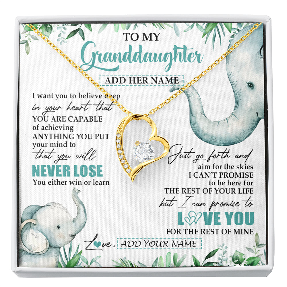 Personalized To My Granddaughter Necklace From Grandma Grandpa You Will Never Lose Elephant Granddaughter Birthday Gifts Christmas Custom Gift Box Message Card
