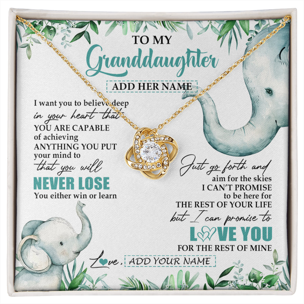 Personalized To My Granddaughter Necklace From Grandma Grandpa You Will Never Lose Elephant Granddaughter Birthday Gifts Christmas Custom Gift Box Message Card