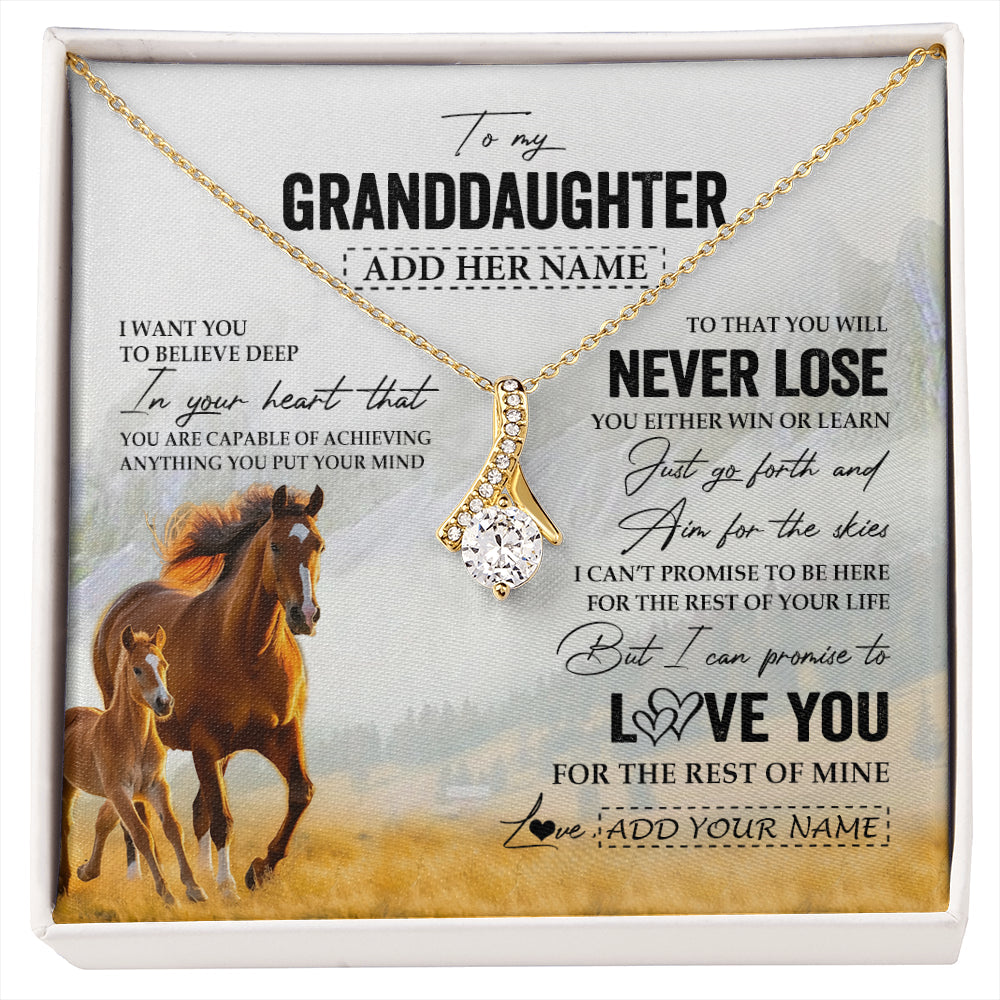 Personalized To My Granddaughter Necklace From Grandma Grandpa You Will Never Lose Horse Granddaughter Birthday Gifts Christmas Custom Gift Box Message Card