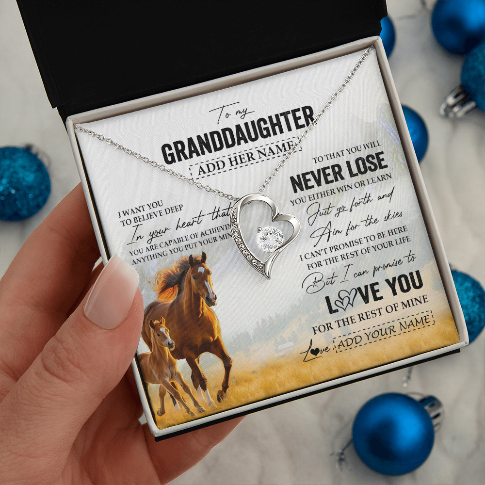 Personalized To My Granddaughter Necklace From Grandma Grandpa You Will Never Lose Horse Granddaughter Birthday Gifts Christmas Custom Gift Box Message Card
