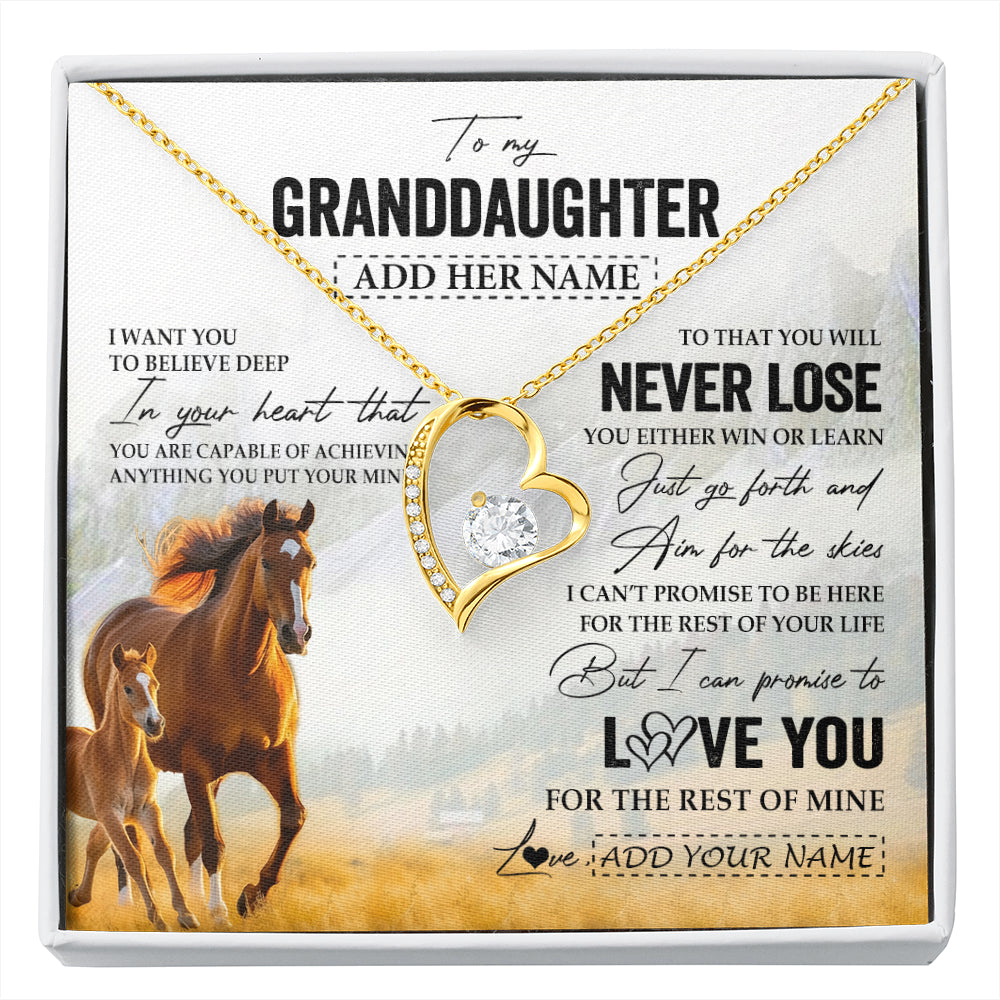 Personalized To My Granddaughter Necklace From Grandma Grandpa You Will Never Lose Horse Granddaughter Birthday Gifts Christmas Custom Gift Box Message Card