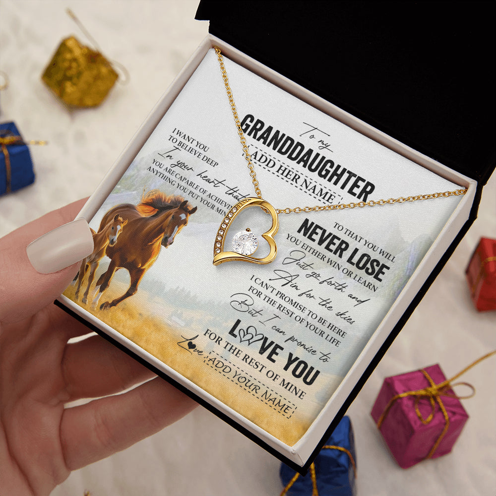 Personalized To My Granddaughter Necklace From Grandma Grandpa You Will Never Lose Horse Granddaughter Birthday Gifts Christmas Custom Gift Box Message Card